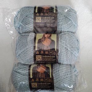 YARN BUNDLE OF 3 LIONBRAND WOOL-EASE  BLUE METALLIC